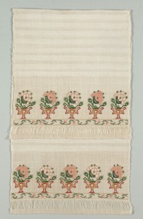 Embroidered Towel, 19th century. Turkey, 19th century. Embroidery: silk thread and tinsel pushed