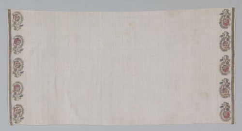 Embroidered Towel (Peshkir), 19th century. Turkey, 19th century. Embroidery; silk and gold filé on