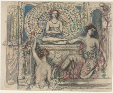 The Throne of the Peacock. Charles Conder (British, 1868-1909). Graphite with wash; sheet: 25.7 x