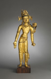 Bodhisattva of Wisdom (Manjushri),, 1400s. Nepal, 15th century. Gilded copper; overall: 42.4 x 16.5