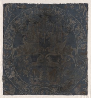 Modern Reproduction of the Bahram Gur silk in Berlin, c. 1895 (?). Germany, Krefeld ?. Diasper