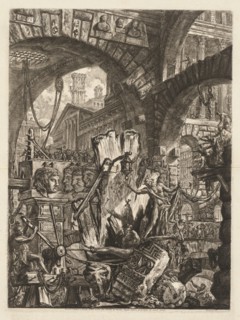 The Prisons:  An Architectural Medly, with a Man on the Rock in the Foreground, 1745-50. Giovanni