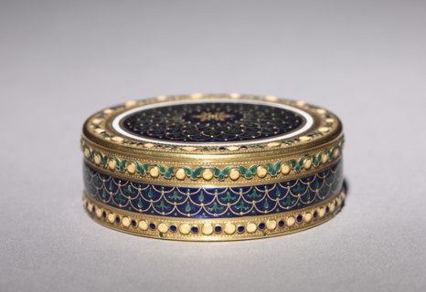 Powder Box (Poudrier), 1779-1780. Jean-Joseph Barrière (French). Enamel on gold; diameter: 1.8 x 5