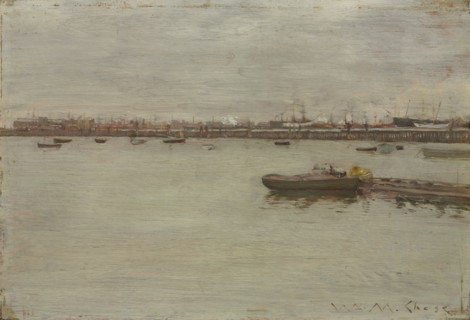 Gray Day on the Bay, c. 1886. William Merritt Chase (American, 1849-1916). Oil on wood; unframed: