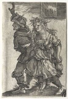 A Dancing Couple of Peasants. Jacob Binck (German, 1500-1569). Engraving