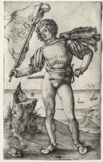 The Burgundian Standard Bearer, c. 1500. Albrecht Dürer (German, 1471-1528). Engraving