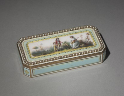 Snuff Box, late 1700s. Switzerland, late 18th century. Gold and enamel with pearls; overall: 1.6 x