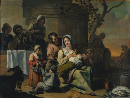 Vintage Scene, 1650s. Circle of Le Nain (French). Oil on canvas; framed: 111 x 142 x 8 cm (43 11/16