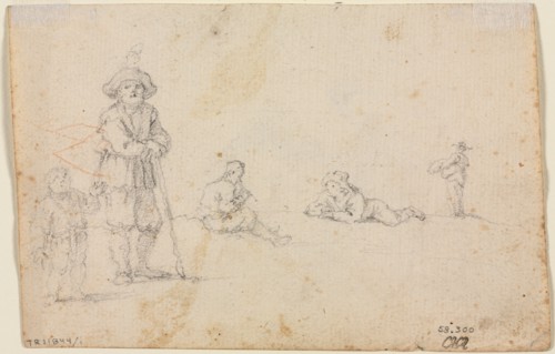 Five Figure Studies, 1600s. Anonymous. Graphite; sheet: 10.1 x 15.4 cm (4 x 6 1/16 in.).
