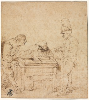 The Tric-Trac Players, c. 1660. Philips de Koninck (Dutch, 1619-1688). Reed pen and brown ink (with