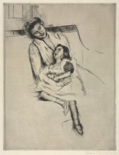 Reine and Margot Seated on a Sofa, c. 1902. Mary Cassatt (American, 1844-1926). Drypoint