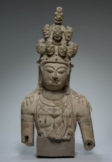 Eleven-Headed Guanyin, 1st quarter 8th Century. China, Tang dynasty (618-907). Gray sandstone;