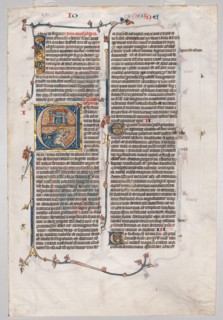 Single Leaf from a Bible: Initial E[t factum est] with Jonah Swallowed by the Whale, c. 1290.
