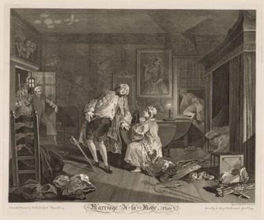 Marriage à la Mode:  The Death of the Earl, 1745. William Hogarth (British, 1697-1764). Engraving