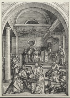 The Life of the Virgin: Christ Disputing with Doctors, c. 1503-1504. Albrecht Dürer (German,