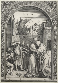 The Life of the Virgin: The Meeting of Joachim and Anna at the Golden Gate,  1504. Albrecht Dürer