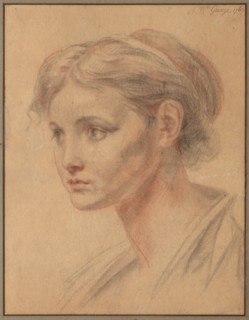Head of a Girl, 1763. Jean-Baptiste Greuze (French, 1725-1805). Black and red chalk
