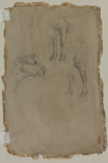 Studies of a Bull, 1864. Possibly by Johan Barthold Jongkind (Dutch, 1819-1891). Black chalk;