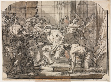 Flagellation of Christ, c. 1750/55. Gaspare Diziani (Italian, 1689-1767). Pen and black ink, black