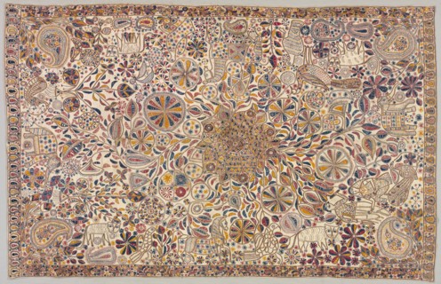 Kantha (Ceremonial Quilt), 1800s. India, East Bengal, 19th century. Embroidery: cotton thread on