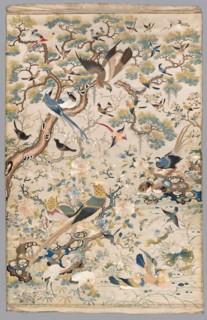 Embroidered Panel, 1700s - 1800s. China, Qing Dynasty (1644-1912). Embroidery, silk and gold