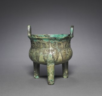 Tripod Cauldron (Ding), 1200-1100 BC. China, Shang dynasty (c.1600-c.1046 BC). Bronze; overall: 14
