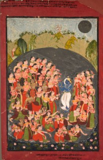 Krishna and the Gopis Gather for Rasamandala, c. 1720-1730. India, Rajasthan, Kota, 18th century.