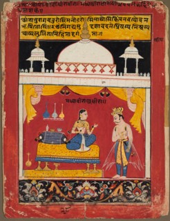 A Young, Angry Heroine, Leaf from a Rasamanjari, c. 1615-1620. India, Rajasthan, Mewar, 17th