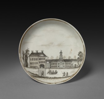 Saucer with View of Town (Cleves?), c. 1770-1785. China, Chinese Export -- Continental Market, 18th