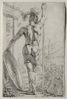 A Soldier Standing, Seen from Behind. Leendert van der Cooghen (Dutch, 1610-1681). Etching