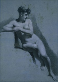 Study of a Nude Woman, Seated Looking to the Right, c. 1810. Pierre-Paul Prud'hon (French,