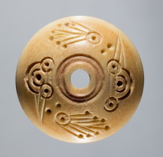 Spindle Whorl, 700s - 900s. Iran, early Islamic period, 8th - 10th century. Bone, incised; overall: