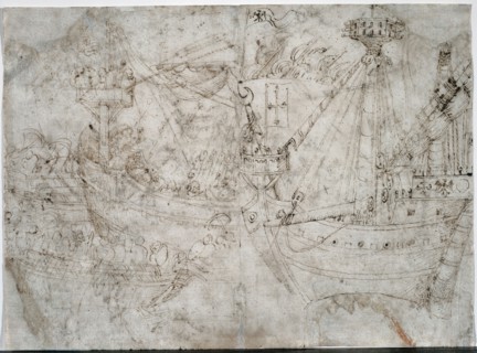 Navicella, c. 1410s. Parri Spinelli (Italian, 1387-c. 1453). Pen and brown ink (iron gall); sheet: