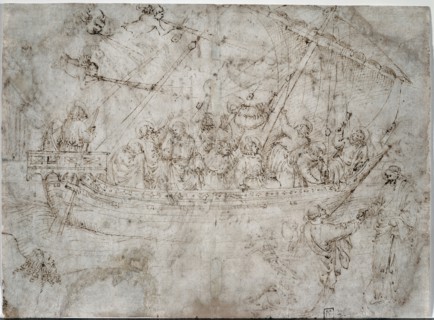 Two Drawings of Ships (verso), 1410s. Parri Spinelli (Italian, 1387-c. 1453). Pen and brown ink