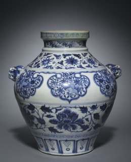 Jar with Lion-Head Handles, 1300s. China, Jiangxi province, Jingdezhen, Yuan dynasty (1271-1368).
