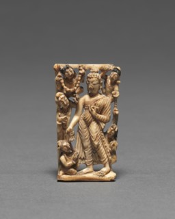 Walking Buddha, 8th Century. India, Kashmir, 8th century. Ivory; overall: 4.8 x 2.8 x 0.6 cm (1 7/8