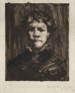 Head of a Boy. William Merritt Chase (American, 1849-1916). Monotype
