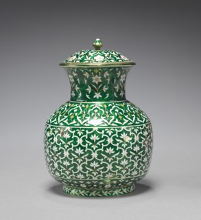 Lota: Covered Jar on Narrow Foot, c. 1700. India, Jaipur, late 17th-early 18th Century. Cloisonne