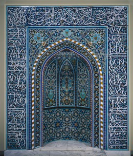 Prayer Niche (Mihrab), early 1600s. Iran, Isfahan. Ceramic mosaic; mihrab: 290.7 x 245.3 cm (114