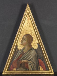 Pinnacle with Angel, c. 1340. Circle of Niccolò di Segna (Italian). Tempera and gold on wood panel;