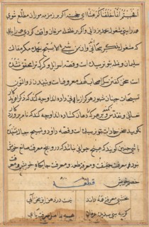 Page from Tales of a Parrot (Tuti-nama): text page, c. 1560. India, Mughal, Reign of Akbar, 16th