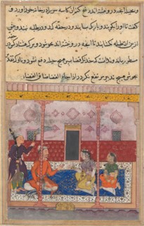 Page from Tales of a Parrot (Tuti-nama): Twenty-third night: The merchant has the hateful skull