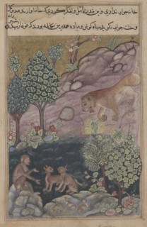 Tuti-Nama (Tales of a Parrot): Tale XXIX, The Lion Returns to His Territory and Sees the Monkey