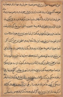 Page from Tales of a Parrot (Tuti-nama): text page, c. 1560. India, Mughal, Reign of Akbar, 16th