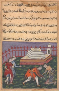 Page from Tales of a Parrot (Tuti-nama): Thirty-third night: Hearing her declaration of love, Ayaz
