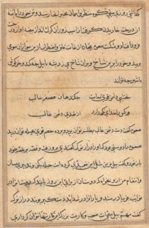 Page from Tales of a Parrot (Tuti-nama): text page, c. 1560. India, Mughal, Reign of Akbar, 16th