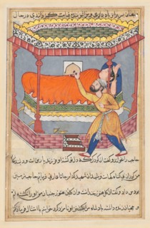 Page from Tales of a Parrot (Tuti-nama): Fiftieth night: The king places the talisman on his