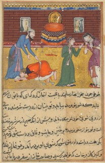 Page from Tales of a Parrot (Tuti-nama): Fifty-second night: The pious man’s son, now a king,