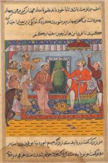 Page from Tales of a Parrot (Tuti-nama): Eleventh night: The Brahman, unable to select from the