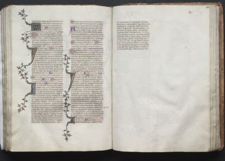 The Gotha Missal:  Fol. 101v, Text, c. 1375. And workshop Master of the Boqueteaux (French). Ink,